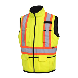 <b>Hi</b> <b>Vis</b> Reflective Safety Vest Unisex Workwear <b>Waterproof</b> Polyester Uniform Type High Visibility <b>Jacket</b> with Zipper Pockets - Product Image 2