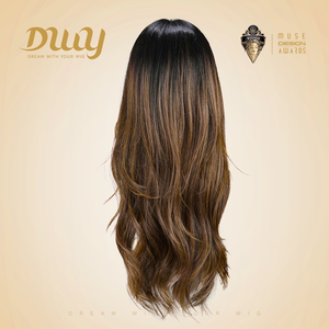Oculus-DWY Long Curly for Ombre <b>Brown</b> Synthetic <b>Wig</b> Transparent Front Free Part Okley-DWY Mono Front Free Part Long Curly Ombre - Product Image 3