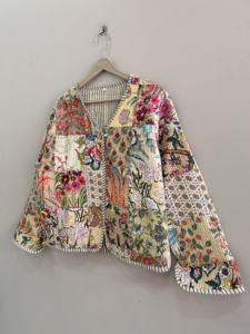 Chaqueta Acolchada de Algodón, Estilo Vintage, Patchwork, Hecha a Mano, Tela Suave - Product Image 4