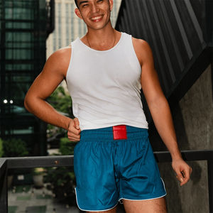 Shorts de MMA et de Muay Thai pour hommes, séchage rapide, confortables, couleur bleue, ouverture latérale, arts martiaux, extensible dans quatre directions, shorts thaïlandais - Product Image 5