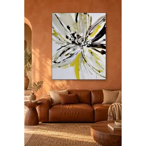 Fida Yellow Black Watercolor Blooming Flower <b>Canvas</b> Print - Product Image 4