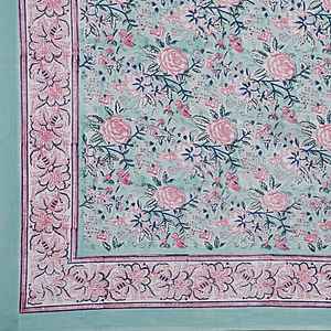 Customized Hand Block Print <b>Table</b> <b>Cover</b> Floral Linen <b>Cloth</b> Made in India for Weddings Parties Manufactured High Quality Cotton - Product Image 5