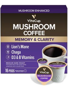 Cápsulas de Café con Champiñones VitaCup, Tueste Medio, Cápsulas Individuales Compatibles con Cafeteras Keurig K-Cup, 16 Unidades - Product Image 3