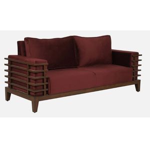 Canapé 3 places en teck contemporain Kingston de couleur rouge vin - Product Image 3
