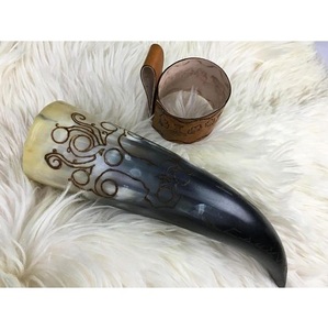 Corne à boire viking polie faite à la main, écologique, motif animal, religieuse, naturelle, style médiéval, pour bière, taille personnalisée, souvenir portable - Product Image 6