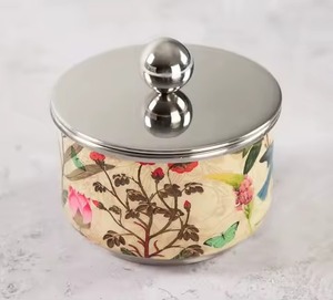 Tazón de Dátiles de Metal Hecho a Mano con Diseño Árabe, Estilo de Medio Oriente, con Bandeja y Tapa para Servir en el Hogar, para Chocolate - Product Image 3