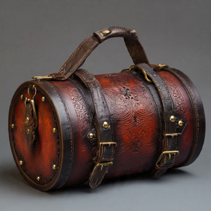 Bolsos cruzados en forma de barril, bolso de cuero de barril de lona, ropa de calle para adultos, bolsos de barril de cuero genuino para mujer - Product Image 5