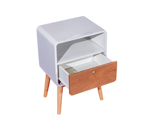 Matériau de placage de frêne MDF de qualité supérieure Table de chevet en bois de caoutchouc de couleur naturelle avec des accents blancs pour meubles de maison de chambre à coucher - Product Image 3