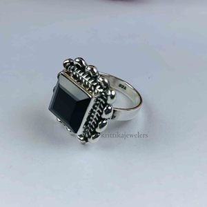 Best Selling Unisex 925 Sterling Silver Handmade <b>Ring</b> with Natural <b>Black</b> <b>Onyx</b> Gemstone Classic Bezel Setting for Wedding Parties - Product Image 3
