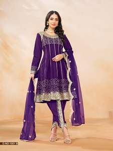 Dernière robe fantaisie tendance vente chaude meilleur costume Salwar en soie d'art lourd et Dupatta avec broderie de séquence exportateur indien - Product Image 6