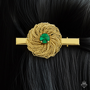 Épingle à cheveux émeraude nid doré anti-ternissement PRAO - Product Image 1