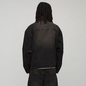 New Arrived 2026 <b>100</b>% Cotton Washed Denim Jacket Men Custom Embroidered logo Streetwear Comfortable Hip Hop Man's Jackets Long - Product Image 3