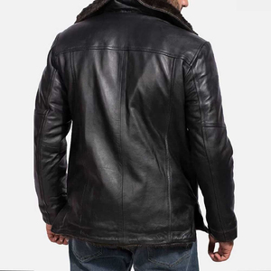 Chaqueta de Cuero y Lona Estilo Aviador para Hombre, Nueva Colección de Invierno, Estilo Bomber con Cierre, Cuello Alto, Estilo Universitario, Ecológica, Servicio OEM Disponible - Product Image 5
