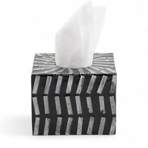 Boîte à mouchoirs de luxe en nacre, incrustation de coquillages faite à la main, support décoratif pour les espaces de vie - Product Image 2