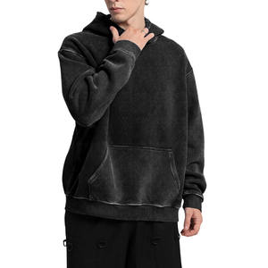 Streetwear décontracté d'hiver pour hommes sweats à capuche de gymnastique lavés à l'acide ensemble de pulls avec logo personnalisé broderie numérique imperméable 100% coton polaire - Product Image 2