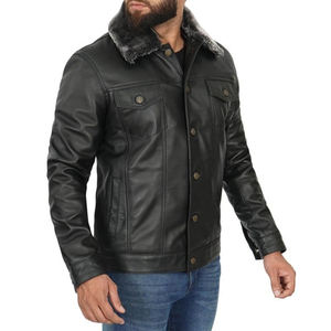 Veste en cuir véritable pour homme, veste de moto d'hiver, fermeture éclair, logo personnalisé, OEM ODM, vente en gros, fabricant d'usine - Product Image 6