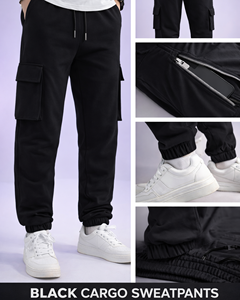 Pantalons de jogging pour homme de haute qualité, personnalisés, doux, chauds, en polaire, taille élastique avec poches latérales - Product Image 3