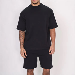 Wholesale Custom made Men's <b>Knitted</b> wear T shirt & short <b>Set</b> 100% Cotton Men's Solid Color Twin Suit with Custom logo - Product Image 2