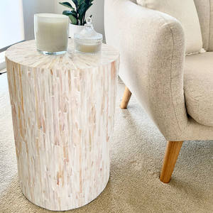 Table centrale en bois avec incrustations d'os, artisanat moderne et durable, taille personnalisable pour la salle à manger en plein air, la maison et les restaurants - Product Image 2