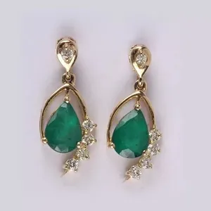 925 <b>Silver</b> Vintage Style <b>Heart</b> Cut Moissanite Diamond Green Emerald Drop/Dangle <b>Earrings</b> Stone Fine Dangle <b>Earrings</b> - Product Image 4