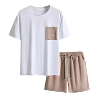 Conjunto de Verano para Hombre de Dos Piezas, Camisa de Manga Corta y Pantalones Cortos de Tejido de Punto de Algodón/Poliéster, Personalizado con Impresión por Transferencia de Calor, Secado Rápido