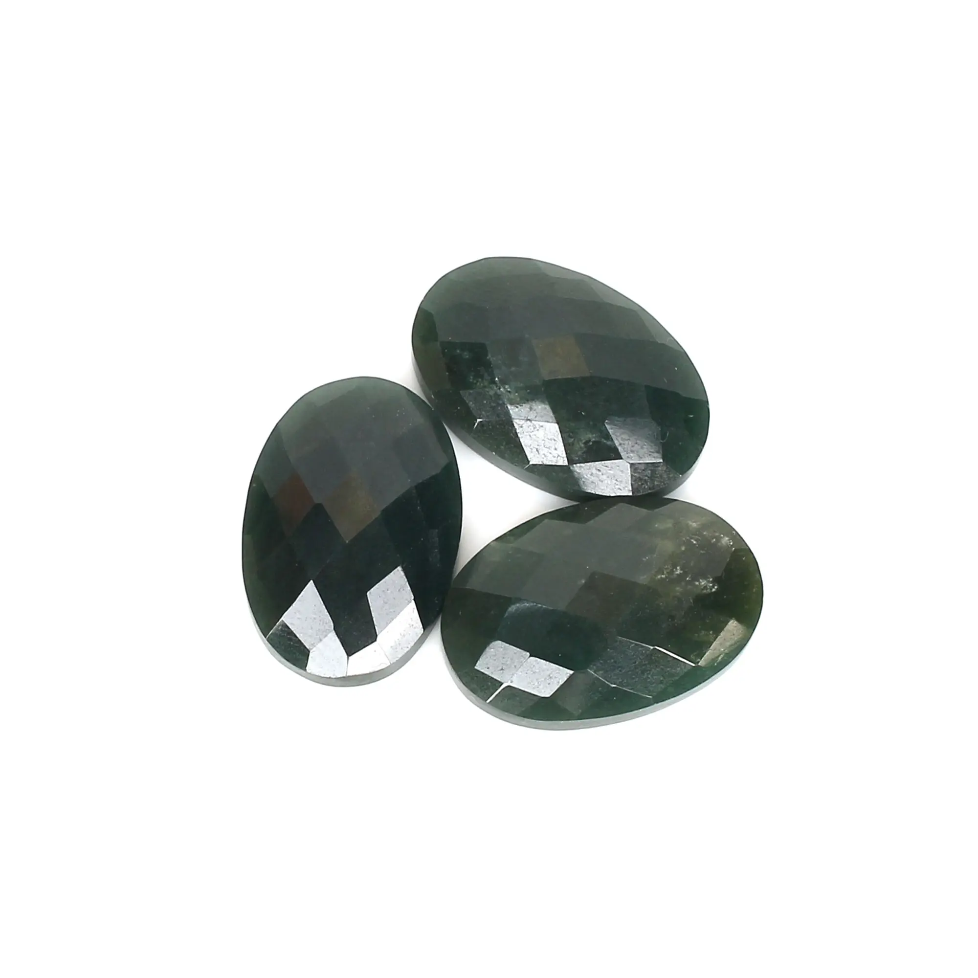 3PCS DARK MICA AVENTURINE 17X 25MMオーバルチェッカーカット61.80CTS