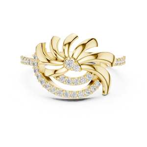 Anillo de Compromiso y Boda de Lujo para Mujer, con Diamante Cultivado en Laboratorio, Redondo, en Oro Amarillo de 14K |   Diamante Cultivado Nuevo con Certificado IGI para Regalo - Product Image 1