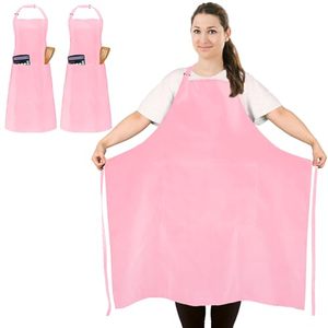 FunChaos Lot <span class=keywords><strong>de</strong></span> 2 tabliers <span class=keywords><strong>de</strong></span> cuisine grande taille résistants à l'eau, rose, unisexe, 2 poches, pour cuisinier, barbecue, travail, professionnel, serveur, <span class=keywords><strong>peintre</strong></span> - Product Image 1