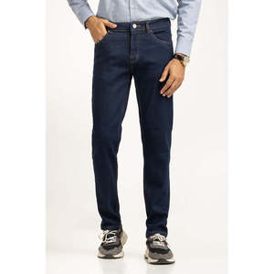 Pantalon en jean slim brodé taille mi-haute délavé, coupe crayon, options disponibles : délavé foncé, délavé coloré, coupe droite taille haute pour l'hiver - Product Image 3
