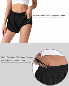 Pantalones cortos atléticos de gimnasio para mujer, estilo callejero, para correr, ropa deportiva, pantalones cortos femeninos de cintura alta elástica, pantalones cortos de poliéster 100% para mujer - Product Image 4