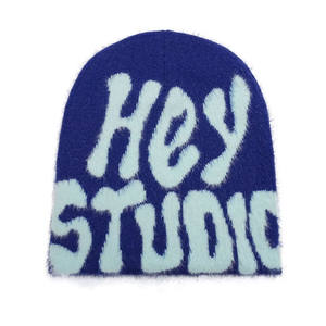 Vente en gros Bonnet tricoté en laine multicolore pour l'extérieur Bonnet de sport tricoté Chapeaux en laine mélangée pour hommes - Product Image 1