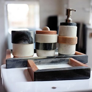 Ensemble de bain en albâtre haut de gamme Design naturel attrayant Accessoires de salle de bain en marbre Meilleure qualité pour les hôtels et l'hospitalité - Product Image 2