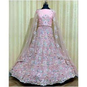 Diseñador nupcial Lehenga Choli intrincado bordado con lentejuelas y Zari en red ligera al por mayor disponible - Product Image 1