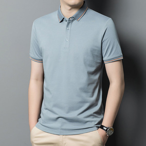 T-shirt à manches courtes personnalisé avec logo OEM, T-shirt décontracté pour homme, chemise polo à col, T-shirt simple et fin de style coréen pour jeunes hommes - Product Image 6