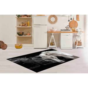 Alfombra Estampada - Diseño Moderno, Estilo Rústico, Caballo Blanco y Negro, Tela Chenilla, Alfombra de Chenilla - Product Image 5