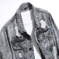 Vente en gros, veste en jean tendance pour hommes, vestes de camionneur en denim décontractées classiques et déchirées, coupe ajustée, veste pour homme