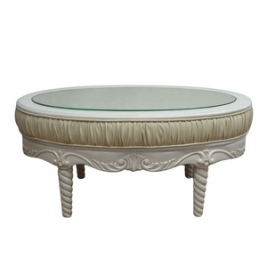 Table basse en bois massif rembourrée de style antique français, peinte en blanc, meubles de salon en provenance d'Indonésie, Jepara Furniture - Product Image 1