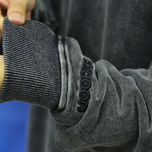 ชุดวอร์มกันน้ำสองชิ้นแบบมีฮู้ดสีดำฟอกสไตล์วินเทจสำหรับฤดูหนาว  ชุดออกกำลังกายผู้ชาย  รับสกรีนโลโก้  แบบยูนิเซ็กซ์ - Product Image 6