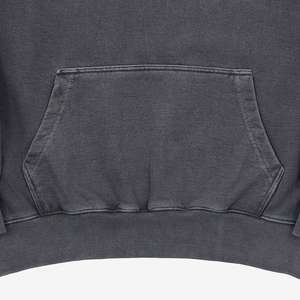 Sweat-shirt à capuche en coton 100% lourd 400 GSM, délavé à l'acide, noir, coupe ample, vintage, personnalisé OEM - Product Image 3