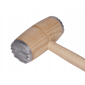 Attendrisseur à viande en bois de hêtre, tête métallique double face, manche poncé 30 cm, maillet de cuisine, vente en gros, logo personnalisé - Product Image 4