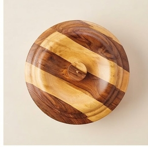 Trending Mango & Acacia Wood Stock <b>Pot</b> With Lid Minimalist Design Sustainable Handcrafted Round Container - Product Image 3