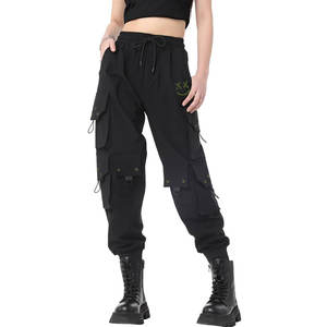 Cargo Pants Women Gothic High Waist Adjustable with Pockets Drawstring Street Jogger Sweatpants - Product Image 1