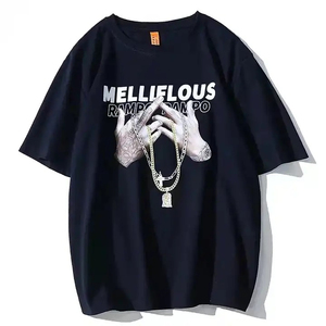 Venta al por mayor de los hombres de moda 100% algodón Hip Hop camiseta personalizada bordado impresión estilo de la calle patrón sólido de los hombres camiseta de moda - Product Image 3