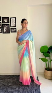 <b>Designer</b> High-quality Georgette Silk Saree Fancy Arco Border Work Modern Designs 5.50 Meter Length for Wedding Party Wear for - Product Image 6