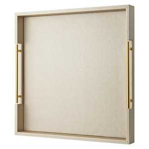 Plateau combiné en cuir PU contemporain avec finition lisse pour une décoration intérieure haut de gamme, utilisation sur le bureau, service à thé - Product Image 6