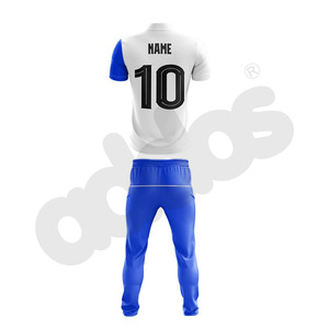 Conjunto de Uniforme Personalizado para Equipo de Cricket, Jersey Deportivo de Poliéster de Secado Rápido y Pantalones con Logotipo Impreso, Kit de Partido Azul y Blanco - Product Image 3