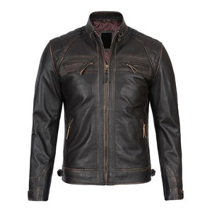 High Performance Men's Leather Bomber <b>Jacket</b> with Stand Collar and Hooded Design for Travel and Casual Use - Product Image 1