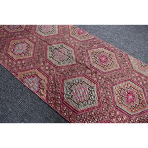 พรมตุรกีขนาด 4.3x10 ฟุต, พรมวินเทจ, พรมลายเรขาคณิตสีชมพู - Product Image 3