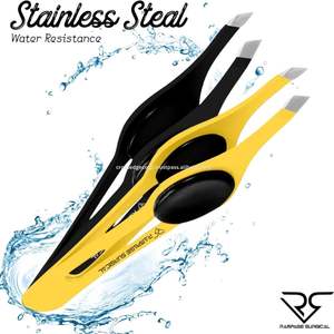 Pinzas de etiqueta privada para cejas y vello facial, pinzas de cejas negras inclinadas de acero inoxidable de 1,5mm de espesor - Product Image 6