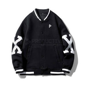 Meilleur Prix Haute Qualité Blousons Letterman Homme en Coton et Laine à Manches Longues pour l'Hiver, Service OEM Disponible, Respirant, Col Mandarin - Product Image 1